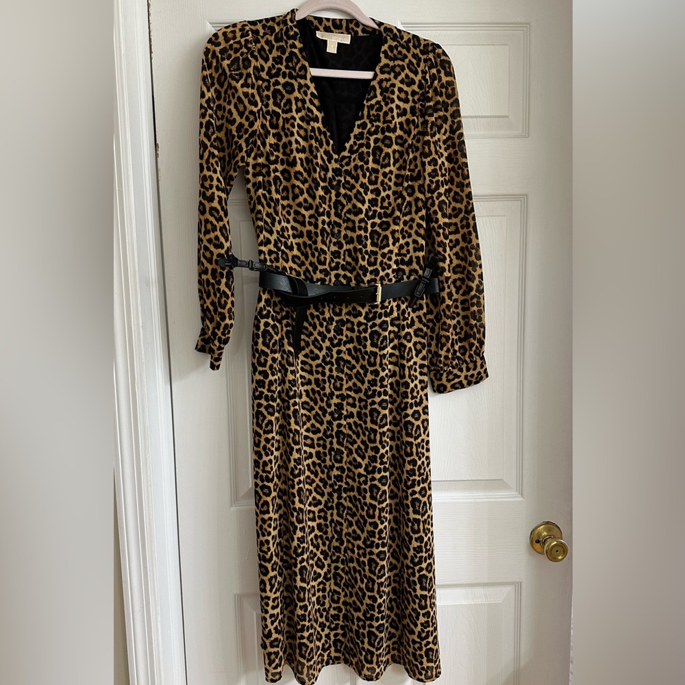 Michael Kors Leopard Print Dress with Belt Women’s Size Medium